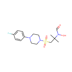 CC(C)(CS(=O)(=O)N1CCN(c2ccc(F)cc2)CC1)N(O)C=O ZINC000071281626