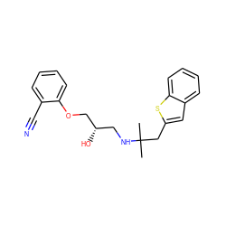 CC(C)(Cc1cc2ccccc2s1)NC[C@H](O)COc1ccccc1C#N ZINC000028564458