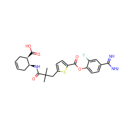 CC(C)(Cc1ccc(C(=O)Oc2ccc(C(=N)N)cc2F)s1)C(=O)N[C@H]1CC=CC[C@H]1C(=O)O ZINC001772597654