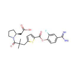 CC(C)(Cc1ccc(C(=O)Oc2ccc(C(=N)N)cc2F)s1)C(=O)N1CCC[C@H]1CC(=O)O ZINC000210443994