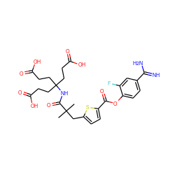 CC(C)(Cc1ccc(C(=O)Oc2ccc(C(=N)N)cc2F)s1)C(=O)NC(CCC(=O)O)(CCC(=O)O)CCC(=O)O ZINC000210447263