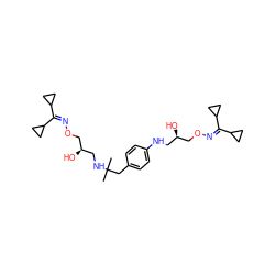 CC(C)(Cc1ccc(NC[C@@H](O)CON=C(C2CC2)C2CC2)cc1)NC[C@@H](O)CON=C(C1CC1)C1CC1 ZINC000013779465