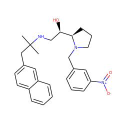 CC(C)(Cc1ccc2ccccc2c1)NC[C@@H](O)[C@H]1CCCN1Cc1cccc([N+](=O)[O-])c1 ZINC000028564818