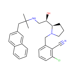 CC(C)(Cc1ccc2ccccc2c1)NC[C@@H](O)[C@H]1CCCN1Cc1cccc(Cl)c1C#N ZINC000096900270