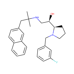 CC(C)(Cc1ccc2ccccc2c1)NC[C@@H](O)[C@H]1CCCN1Cc1cccc(F)c1 ZINC000028567300