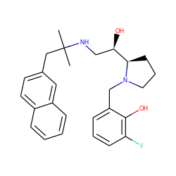 CC(C)(Cc1ccc2ccccc2c1)NC[C@@H](O)[C@H]1CCCN1Cc1cccc(F)c1O ZINC000028564582