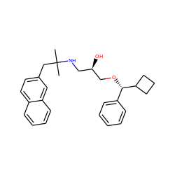 CC(C)(Cc1ccc2ccccc2c1)NC[C@@H](O)CO[C@@H](c1ccccc1)C1CCC1 ZINC000049036407