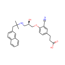 CC(C)(Cc1ccc2ccccc2c1)NC[C@@H](O)COc1ccc(CCC(=O)O)cc1C#N ZINC000045261420