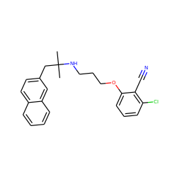 CC(C)(Cc1ccc2ccccc2c1)NCCCOc1cccc(Cl)c1C#N ZINC000028564678