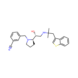 CC(C)(Cc1csc2ccccc12)NC[C@@H](O)[C@H]1CCCN1Cc1cccc(C#N)c1 ZINC000028564667