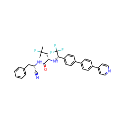 CC(C)(F)C[C@H](N[C@@H](c1ccc(-c2ccc(-c3ccncc3)cc2)cc1)C(F)(F)F)C(=O)N[C@H](C#N)Cc1ccccc1 ZINC000064549563