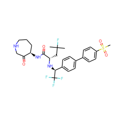 CC(C)(F)C[C@H](N[C@@H](c1ccc(-c2ccc(S(C)(=O)=O)cc2)cc1)C(F)(F)F)C(=O)N[C@@H]1CCCNCC1=O ZINC000044417070