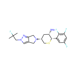 CC(C)(F)Cn1cc2c(n1)CN([C@H]1CS[C@@H](c3cc(F)cc(F)c3F)[C@@H](N)C1)C2 ZINC000169708407