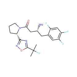 CC(C)(F)c1nc([C@@H]2CCCN2C(=O)C[C@H](N)Cc2cc(F)c(F)cc2F)no1 ZINC000045254910