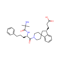 CC(C)(N)C(=O)N[C@H](CCCc1ccccc1)C(=O)N1CCC2(CC1)C[C@@H](CCC(=O)O)c1ccccc12 ZINC000026384771