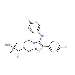 CC(C)(N)C(=O)N1CCn2c(nc(-c3ccc(F)cc3)c2Nc2ccc(F)cc2)C1 ZINC000072109967