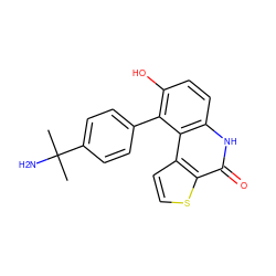 CC(C)(N)c1ccc(-c2c(O)ccc3[nH]c(=O)c4sccc4c23)cc1 ZINC000165185862