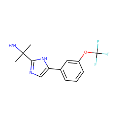 CC(C)(N)c1ncc(-c2cccc(OC(F)(F)F)c2)[nH]1 ZINC001772656250