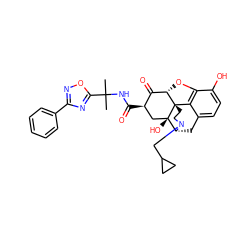 CC(C)(NC(=O)[C@@H]1C[C@@]2(O)[C@H]3Cc4ccc(O)c5c4[C@@]2(CCN3CC2CC2)[C@@H](O5)C1=O)c1nc(-c2ccccc2)no1 ZINC000169694483