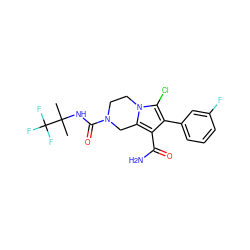 CC(C)(NC(=O)N1CCn2c(Cl)c(-c3cccc(F)c3)c(C(N)=O)c2C1)C(F)(F)F ZINC000112972657