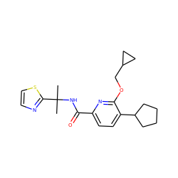 CC(C)(NC(=O)c1ccc(C2CCCC2)c(OCC2CC2)n1)c1nccs1 ZINC000206694165