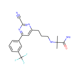 CC(C)(NCCCc1cc(-c2cccc(C(F)(F)F)c2)nc(C#N)n1)C(N)=O ZINC000034635639