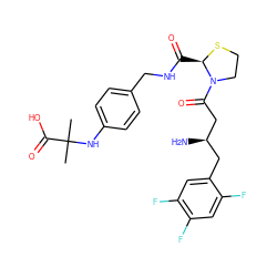 CC(C)(Nc1ccc(CNC(=O)[C@H]2SCCN2C(=O)C[C@H](N)Cc2cc(F)c(F)cc2F)cc1)C(=O)O ZINC000066074024