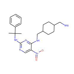 CC(C)(Nc1ncc([N+](=O)[O-])c(NCC2CCC(CN)CC2)n1)c1ccccc1 ZINC000028898623