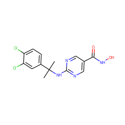 CC(C)(Nc1ncc(C(=O)NO)cn1)c1ccc(Cl)c(Cl)c1 ZINC000166662712