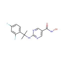 CC(C)(Nc1ncc(C(=O)NO)cn1)c1ccc(F)cc1F ZINC000146014956