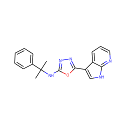 CC(C)(Nc1nnc(-c2c[nH]c3ncccc23)o1)c1ccccc1 ZINC000103245748