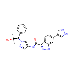 CC(C)(O)[C@@H](c1ccccc1)n1cc(NC(=O)c2n[nH]c3cc(-c4cn[nH]c4)ccc23)cn1 ZINC000169347468