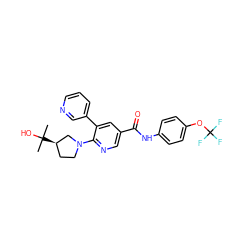 CC(C)(O)[C@@H]1CCN(c2ncc(C(=O)Nc3ccc(OC(F)(F)F)cc3)cc2-c2cccnc2)C1 ZINC001772609243