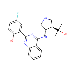 CC(C)(O)[C@@H]1CNC[C@H]1Nc1nc(-c2cc(F)ccc2O)nc2ccccc12 ZINC000066099716