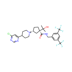 CC(C)(O)[C@]1(C(=O)NCc2cc(C(F)(F)F)cc(C(F)(F)F)c2)CC[C@@H](N2CCC(c3cc(Cl)ncn3)CC2)C1 ZINC000029041152