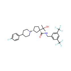 CC(C)(O)[C@]1(C(=O)NCc2cc(C(F)(F)F)cc(C(F)(F)F)c2)CC[C@@H](N2CCC(c3ccc(F)cc3)CC2)C1 ZINC000029041003