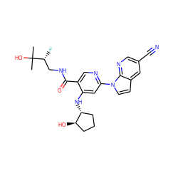 CC(C)(O)[C@H](F)CNC(=O)c1cnc(-n2ccc3cc(C#N)cnc32)cc1N[C@@H]1CCC[C@H]1O ZINC001772624060