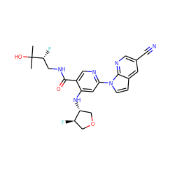 CC(C)(O)[C@H](F)CNC(=O)c1cnc(-n2ccc3cc(C#N)cnc32)cc1N[C@@H]1COC[C@H]1F ZINC001772630185