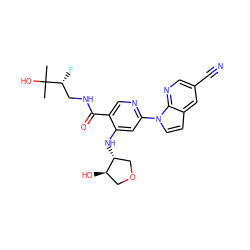 CC(C)(O)[C@H](F)CNC(=O)c1cnc(-n2ccc3cc(C#N)cnc32)cc1N[C@@H]1COC[C@H]1O ZINC001772625039