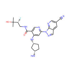 CC(C)(O)[C@H](F)CNC(=O)c1cnc(-n2ncc3cc(C#N)cnc32)cc1N[C@@H]1CC[C@H](N)C1 ZINC001772623993