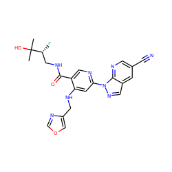 CC(C)(O)[C@H](F)CNC(=O)c1cnc(-n2ncc3cc(C#N)cnc32)cc1NCc1cocn1 ZINC001772647977