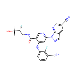 CC(C)(O)[C@H](F)CNC(=O)c1cnc(-n2ncc3cc(C#N)cnc32)cc1Nc1cccc(C#N)c1F ZINC001772592979