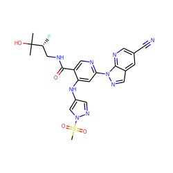 CC(C)(O)[C@H](F)CNC(=O)c1cnc(-n2ncc3cc(C#N)cnc32)cc1Nc1cnn(S(C)(=O)=O)c1 ZINC001772633926