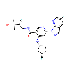 CC(C)(O)[C@H](F)CNC(=O)c1cnc(-n2ncc3cc(F)cnc32)cc1N[C@@H]1CC[C@@H](F)C1 ZINC001772635546