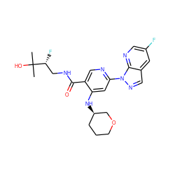 CC(C)(O)[C@H](F)CNC(=O)c1cnc(-n2ncc3cc(F)cnc32)cc1N[C@@H]1CCCOC1 ZINC001772657829