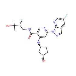 CC(C)(O)[C@H](F)CNC(=O)c1cnc(-n2ncc3cc(F)cnc32)cc1N[C@H]1CC[C@@H](O)C1 ZINC001772577104