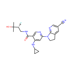 CC(C)(O)[C@H](F)CNC(=O)c1cnc(N2CCc3cc(C#N)cnc32)cc1NC1CC1 ZINC001772619911