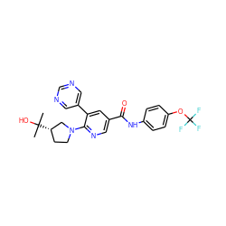 CC(C)(O)[C@H]1CCN(c2ncc(C(=O)Nc3ccc(OC(F)(F)F)cc3)cc2-c2cncnc2)C1 ZINC001772641399