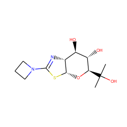 CC(C)(O)[C@H]1O[C@@H]2SC(N3CCC3)=N[C@@H]2[C@@H](O)[C@@H]1O ZINC000145614737