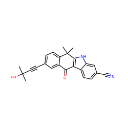 CC(C)(O)C#Cc1ccc2c(c1)C(=O)c1c([nH]c3cc(C#N)ccc13)C2(C)C ZINC000114802171